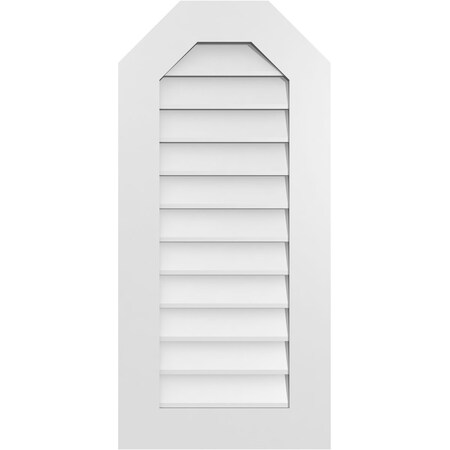 Ekena Millwork Octagonal Top Surface Mount PVC Gable Vent w/ 3-1/2"W x 1"P Standard Frame, 18"W x 38"H GVPOT18X3801SN